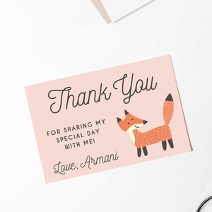 Fox Thank You Card INSTANT DOWNLOAD Personalised Thank You - Etsy