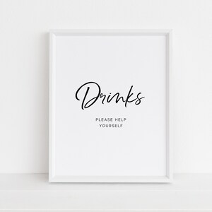 Modern Drinks Sign Printable Party Drinks Sign Birthday Party Minimalist Baby Shower Sign Help Yourself Drinks Table Sign Drinks Bar Z60