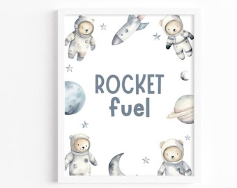 Rocket Fuel Party Table Sign, Food Editable Printable Instant Download DIY Astronaut Outer Space Teddy Bear Galaxy Birthday Baby Shower Z355