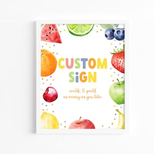 Panneau de table de fête fruit, texte personnalisé modèle modifiable Tutti fruité tropical enfants anniversaire Sweet One Summer imprimable téléchargement immédiat Z341