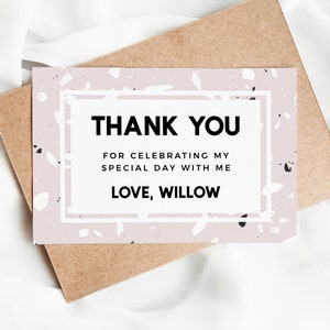 Terrazzo Thank You Card INSTANT DOWNLOAD Personalised Thank You Note Printable Birthday Thank You Card 4x6 Editable Party Template Z225