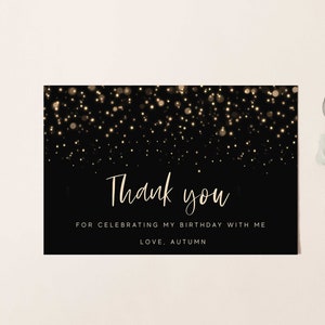 Sparkly Thank You Card INSTANT DOWNLOAD Personalised Thank You Note Printable Birthday Thank You Card 4x6 Editable Party Template Z189