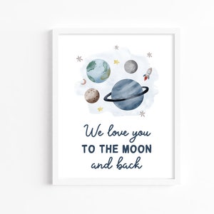 Space Birthday Party Decor We Love You to The Moon Sign Astronaut Party Sign Outer Space Galaxy Planet Nursery Decor Printable Editable Z292