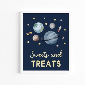 Space Sweets & Treats Sign Galaxy Outer Space Dessert Table Sign Digital Printable Editable Birthday Planets Rocket Boy Party Decor Z292