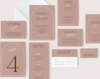 Mega Wedding Bundle, Boho Wedding Invitation Template Set, Printable Wedding Invitation, Romantic Wedding Invite, Simple Clean DIY WED35
