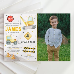 Construction Trucks Birthday Invitation Construction Site Birthday Invitation Dump Truck Birthday Invite Instant Download Printable DIY Z289