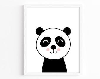 Panda Print, Nursery Art Imprimable, Téléchargement instantané Nursery Print, Baby Animal Print, Panda Nursery Decor, Kids Wall Art, Baby Nursery Art