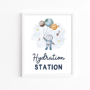Hydration Station Space Party Sign Outer Space Birthday Astronaut Galaxy Party Decor Drinks Table Rocket Fuel Sign Planets Printable Z292