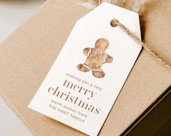 Gingerbread Man Christmas Gift Tag Template Printable Cute Holiday Favor Tags Editable Christmas Treat Gift Tags Instant Download Favor Tags