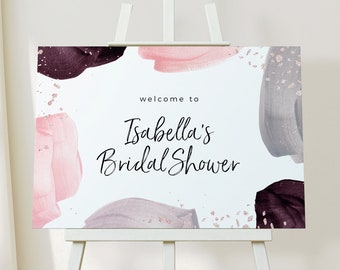 Bridal Shower Welcome Sign, Bridal Shower Sign, Wedding Signs, Bridal Shower Decorations, Blush Watercolor Bridal Shower Printable WED59