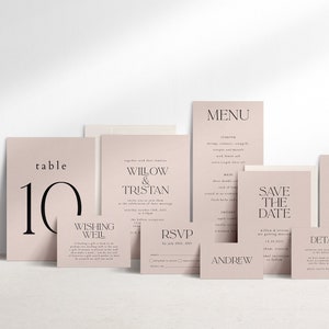 Mega Wedding Bundle, Blush Wedding Invitation Template Set, Printable Wedding Invitation, Romantic Wedding Invite, Simple Clean DIY WED16