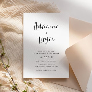 Minimalist Wedding Invitation Template Editable Minimalist Wedding Invite Modern Wedding Invite Printable Simple Wedding Invitation WED53