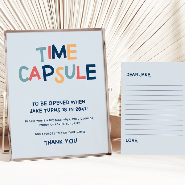 Time Capsule Template Time Capsule First Birthday Time Capsule Baby Shower Time Capsule Cards Rainbow Kids Birthday Party Decor DIY Z72