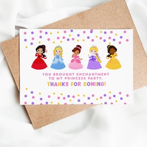 Prinzessin Danke Karte 10x15, Bunt Bearbeitbar Personalisiert, Printable Sofortiger Download DIY Digital Dankeschön Hinweis für Girls' Party Z309