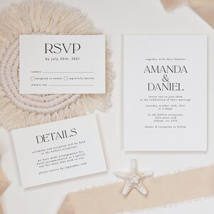 Minimalist Wedding Invitation Template Set Editable Minimal Wedding Invite Modern Wedding Invitation RSVP Details Card Printable DIY WED19