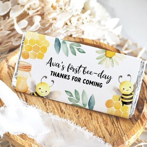 Bee Chocolate Bar Wrapper, Editable Template Printable Instant Download Birthday Party DIY Honeycomb Spring Candy Bar Label Favors Z353