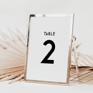 Wedding Table Number Template, Simple Table Numbers, Modern Minimalist Table Numbers, Clean Table Number Cards Instant Download WED15