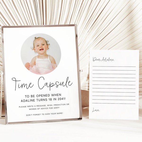 Time Capsule Template Time Capsule First Birthday Time Capsule Baby Shower Time Capsule Cards Minimalist Modern Birthday Party Decor Z18