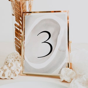 Modern Wedding Table Number Template, Watercolor Table Numbers, Printable Table Numbers, DIY Printable Instant Download Templett WED66