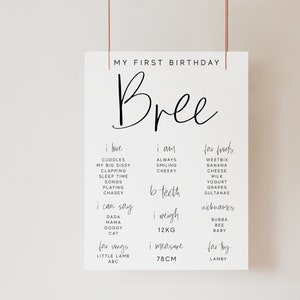 Baby Milestone Board, First Birthday Milestone Poster Template, Editable 1st Birthday Milestone Sign, Milestone Poster 1st Birthday Z193