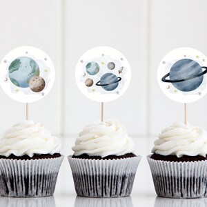Space Party Cupcake Toppers Rocket Moon Planet Astronaut Outer Space Party Decor Space Cupcake Toppers Galaxy Party Decor Printable Z292
