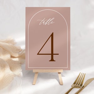 Wedding Table Number Template, Arch Boho Table Numbers, Modern Minimalist Table Numbers, Clean Table Number Cards Instant Download WED35