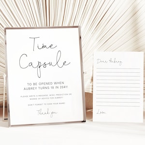 Time Capsule Template Time Capsule Premier anniversaire Time Capsule Baby Shower Time Capsule Cards Minimalist Modern Birthday Party Decor Z15