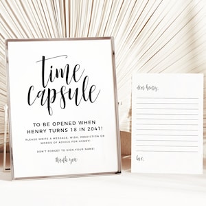 Time Capsule Template Time Capsule First Birthday Time Capsule Baby Shower Time Capsule Cards Minimalist Modern Birthday Party Decor DIY Z45
