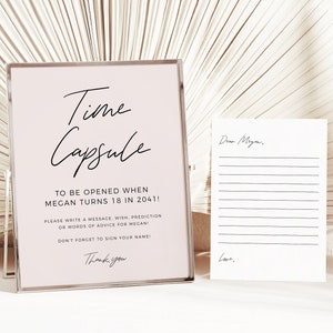 Time Capsule Template Time Capsule First Birthday Time Capsule Baby Shower Time Capsule Cards Minimalist Blush Pink Birthday Party Decor Z22