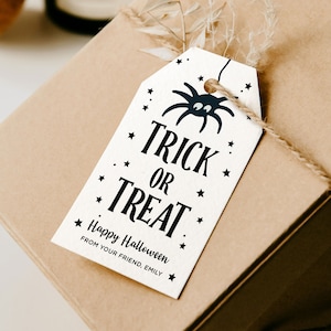 Halloween Printable Gift Tag Template Editable Trick of Treat Tags Spooky Party Favor Tags Spider Treat Bag Tag Instant Download