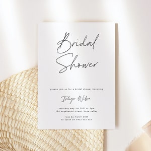 Simple Bridal Shower Invitation Template Invite Templett Try Before You Buy Elegant Minimal Minimalist Modern Casual Shower Invite WED13