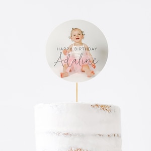 Bearbeitbare Cake Toppers, Foto druckbare Cake Topper Vorlage, Sofort Download Geburtstag oder Baby Shower, DIY bearbeitbare Minimal Party Decor Z18