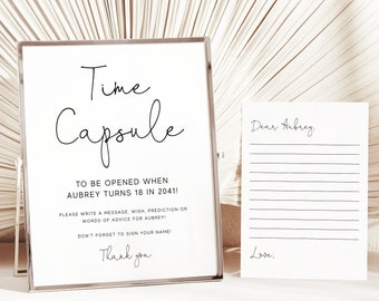 Time Capsule Template Time Capsule Premier anniversaire Time Capsule Baby Shower Time Capsule Cards Minimalist Modern Birthday Party Decor Z15