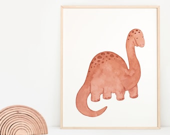 Dinosaurus kunst aan de muur, afdrukbare dinosaurus muur decor, dinosaurus kwekerij kunst, baby jongen decor, baby shower cadeau, aquarel Wall Art Dino print