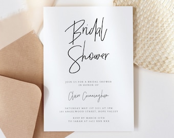 Minimal Bridal Shower Invitation Modern Bridal Shower Invite Neutral Bridal Shower Editable Boho Bridal Shower Template Minimalist WED30