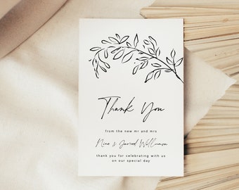 Minimalist Thank You Card Template, Printable Thank You Card, Instant Download Thank You Cards, Modern Wedding DIY, Templett Thank You WED05