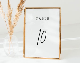 Wedding Table Number Template, Simple Table Numbers, Modern Minimalist Table Numbers, Clean Table Number Cards Instant Download WED30