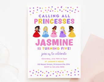 Princess Birthday Invitation, Princess Party Template, Instant Download Printable Princess Invitations, Royal Celebration, DIY Invite Z309