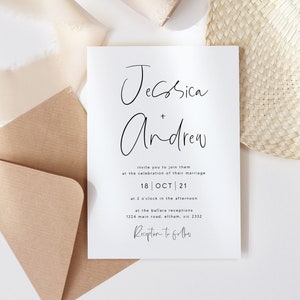 Wedding Invite Template 100% Editable Instant Download Templett Modern Simple Invitation Minimalist Scandinavian Wedding Invite DIY WED54