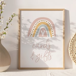 Karten & Geschenke Schild druckbare Boho Regenbogen Geschenke Tischschild Boho Baby Shower Brautparty Geburtstag Party Dekoration Sofort Download Z9