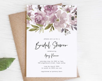 Bridal Shower Invitation Template Floral Bridal Shower Invite Spring Bridal Shower Card Editable Printabe Instant Download Invitation WED08