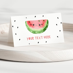Wassermelone Tischkarte, bearbeitbare Vorlage Druckbare Sofortiger Download DIY Rosa Grün Obst Buffet Etikette Schilder Zelt Karten Kinder Mädchen Party Z327