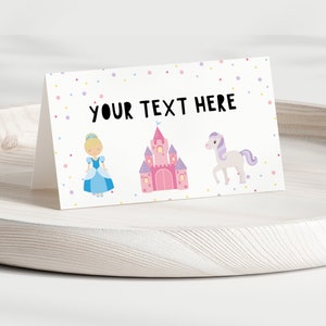 Fairy Princess Place Card, Magical Castle Rainbow Editable Template Printable Instant Download Kids Party Food Labels Table Decor Signs Z312
