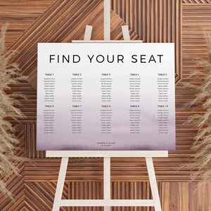 Wedding Seating Chart Editable Template, Printable Instant Download Modern Purple Watercolor, Party Digital Chart, Elegant Table Plan WED56