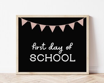 First Day of School Sign, Editable Chalkboard Template Instant Download DIY Printable Kids Back to School Poster Photo Prop for Boys & Girls