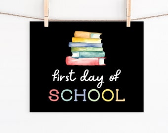 Back to School Sign - Colorful Editable First Day of School Poster Chalkboard Design Instant Download, DIY Printable for Kids Boys & Girls