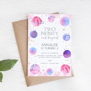 Editable Outer Space Birthday Invitation, Galaxy Blast Off Planets 2nd Birthday Party Invite, Printable Two Infinity & Beyond Template Z291