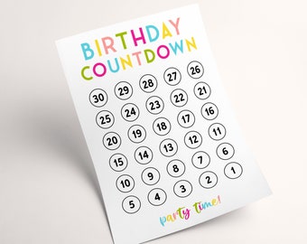 Birthday Countdown Printable Template, Kids Bday Countdown, Rainbow Party PDF, Milestone Birthday Advent Calendar, Girls or Boys