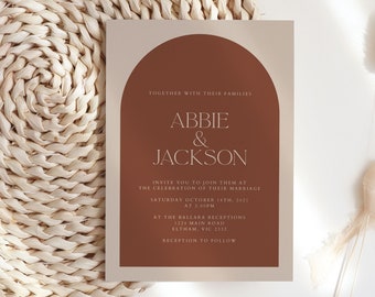 Arch Wedding Invitation Template, Modern Wedding Invitation Printable, Terracotta Wedding Invitation, Bohemian Wedding Invite DIY WED40