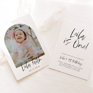 Minimalist First Birthday Invitation Template 1st Birthday Invitation Modern First Birthday Invite First Birthday Invitation Editable Z11
